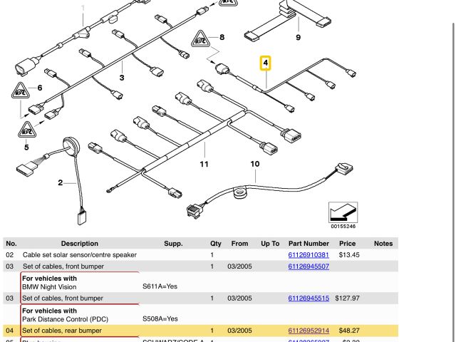 bontott BMW 7 Első Tolatóradar Kábelköteg