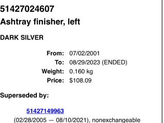 bontott BMW 7 Hátsó Hamutartó