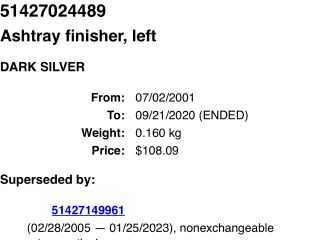 bontott BMW 7 Hátsó Hamutartó