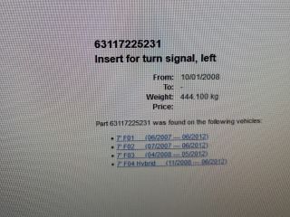 bontott BMW 7 Jobb első Irányjelző