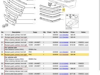bontott BMW 7 Jobb első Lökhárító Díszléc