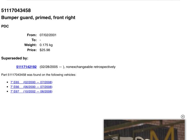 bontott BMW 7 Jobb első Lökhárító Díszléc