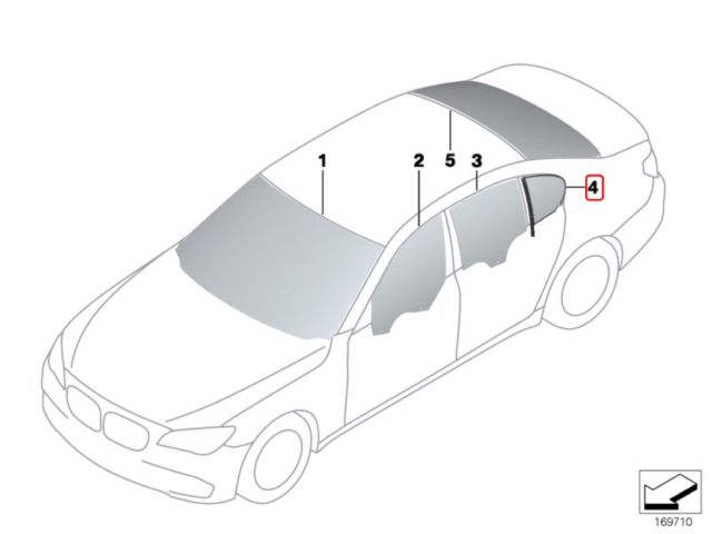 bontott BMW 7 Jobb hátsó Fixüveg (Ajtóban)