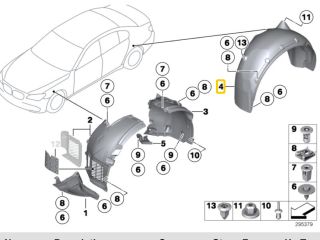 bontott BMW 7 Jobb hátsó Hátsó Dobbetét (Kerékjárati, Műanyag)
