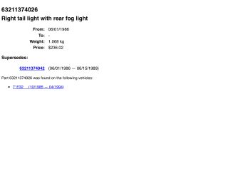 bontott BMW 7 Jobb Hátsó Lámpa