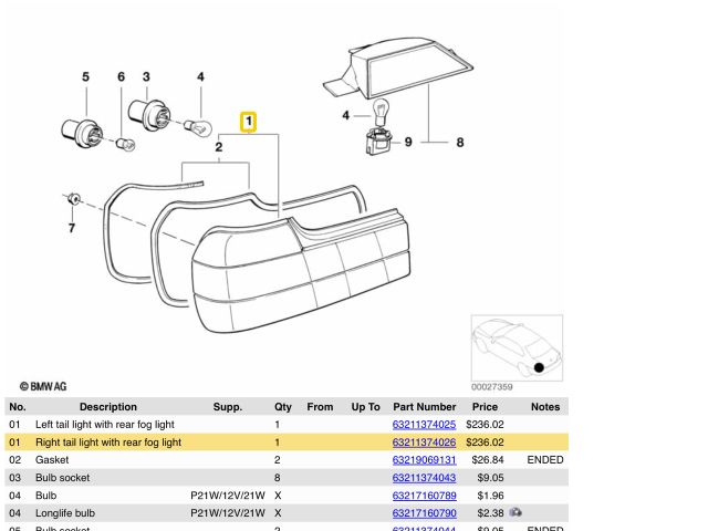 bontott BMW 7 Jobb Hátsó Lámpa