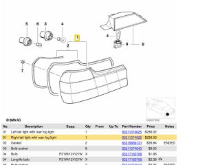 bontott BMW 7 Jobb Hátsó Lámpa