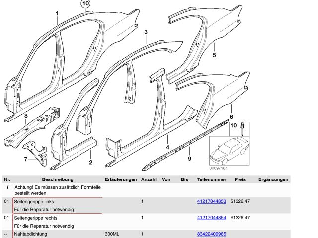 bontott BMW 7 Jobb hátsó Negyed Karosszéria Csomag