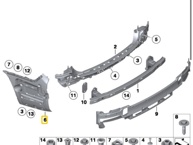 bontott BMW 7 Jobb hátsó Oldal Lökhárító Tartó (Műanyag)