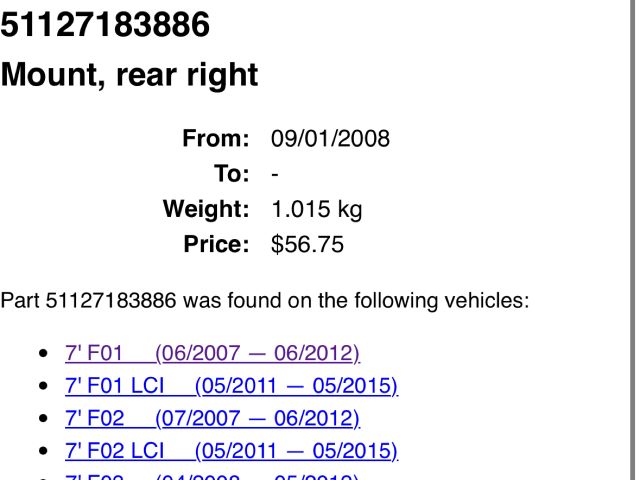 bontott BMW 7 Jobb hátsó Oldal Lökhárító Tartó (Műanyag)