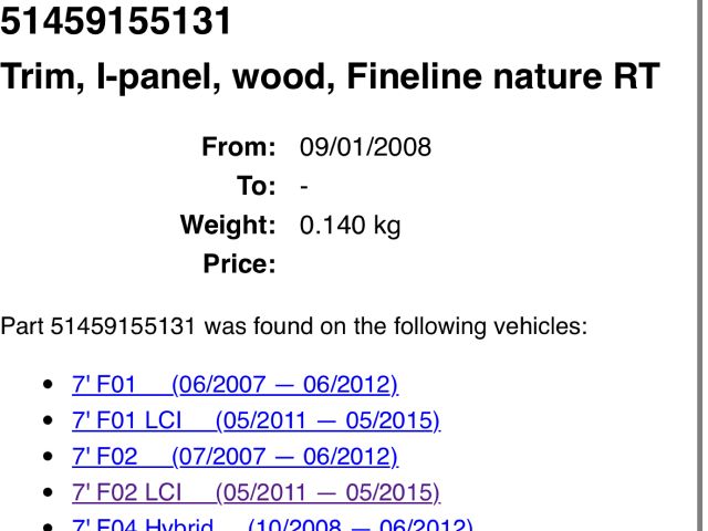 bontott BMW 7 Jobb Műszerfal Díszléc