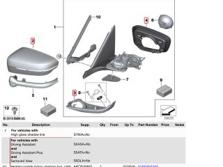 bontott BMW 7 Jobb Visszapillantó Tükör Burkolat