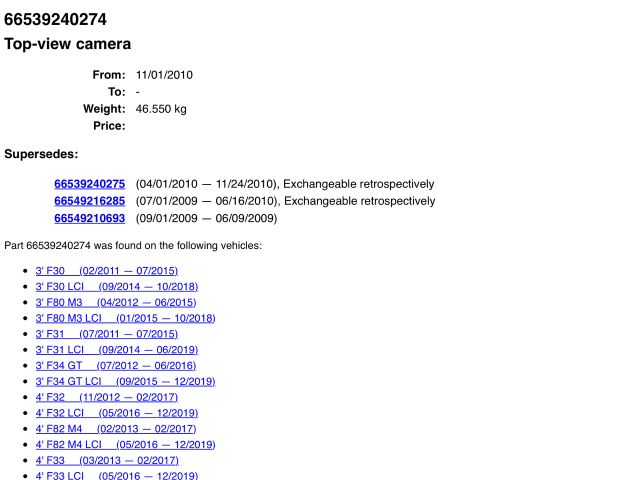 bontott BMW 7 Tolatókamera