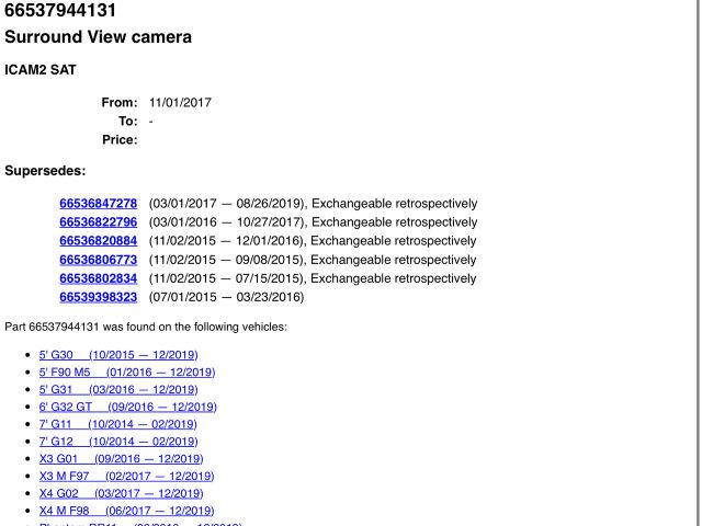 bontott BMW 7 Tolatókamera