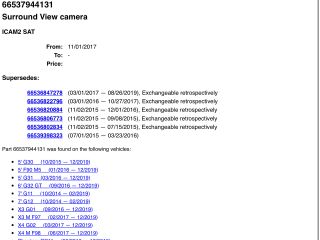 bontott BMW 7 Tolatókamera