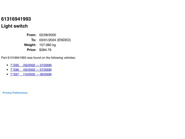 bontott BMW 7 Világítás Kapcsoló