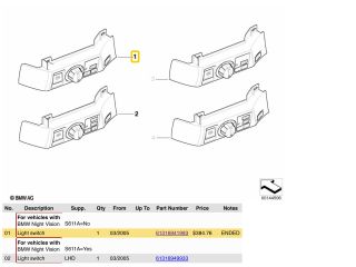 bontott BMW 7 Világítás Kapcsoló