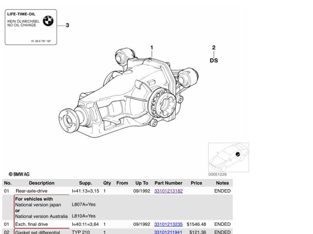 bontott BMW 8 Hátsó Differenciálmű