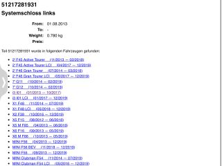 bontott BMW i3 Bal első Ajtózár