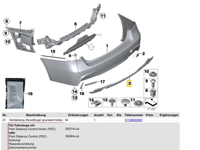 bontott BMW M4 Hátsó Lökhárító Alsó (Műanyag)