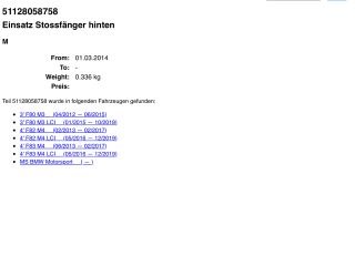 bontott BMW M4 Hátsó Lökhárító Alsó (Műanyag)