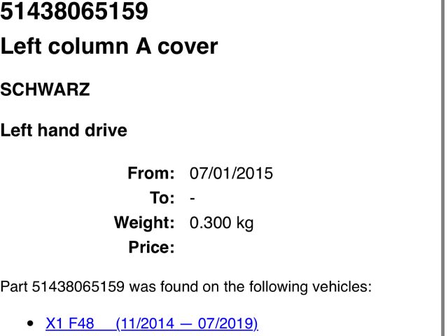 bontott BMW X1 Bal A Oszlop Burkolat