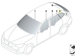 bontott BMW X1 Bal C Oszlop Oldalablak Üveg