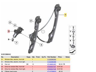 bontott BMW X1 Bal első Ablakemelő Szerkezet (Elektromos)