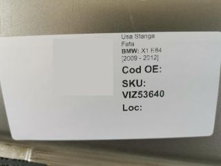 bontott BMW X1 Bal első Ajtó (Üres lemez)