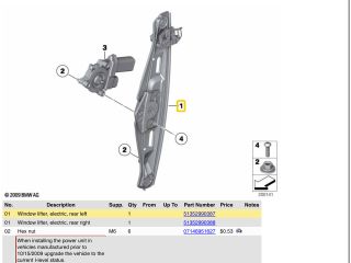 bontott BMW X1 Bal hátsó Ablakemelő Szerkezet (Elektromos)