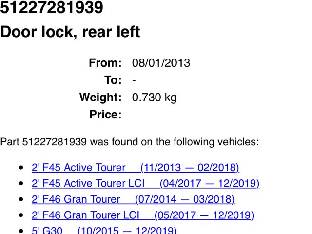 bontott BMW X1 Bal hátsó Ajtózár