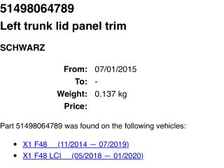 bontott BMW X1 Bal hátsó Csomagtér Burkolat (Műanyag)