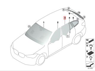 bontott BMW X1 Bal hátsó Fixüveg (Ajtóban)