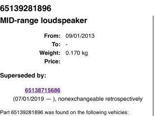 bontott BMW X1 Bal hátsó Hangszóró