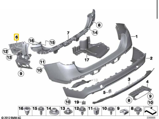 bontott BMW X1 Bal hátsó Lökhárító Tartó (Műanyag)