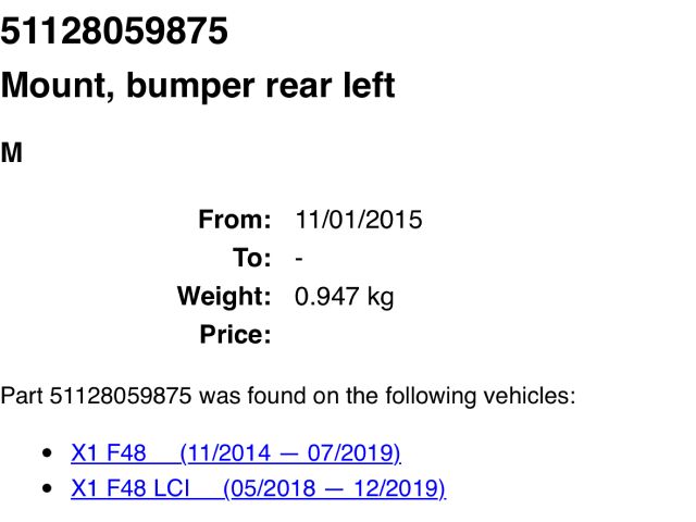 bontott BMW X1 Bal hátsó Oldal Lökhárító Tartó (Műanyag)