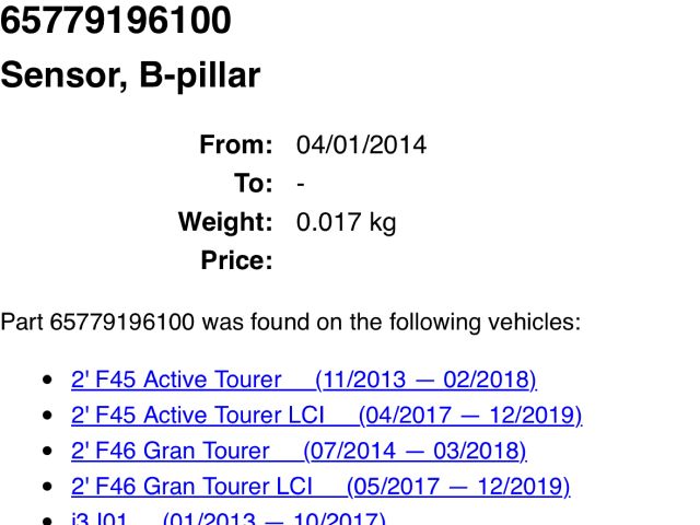 bontott BMW X1 Bal hátsó Oldal Ütközés Érzékelő
