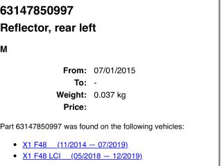 bontott BMW X1 Bal hátsó Prizma