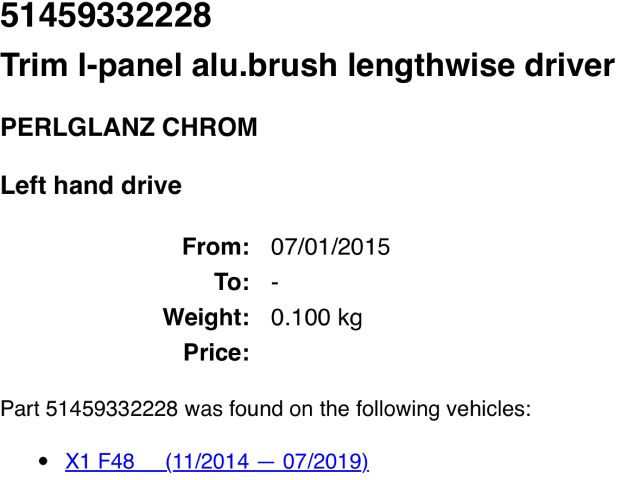 bontott BMW X1 Bal Műszerfal Díszléc