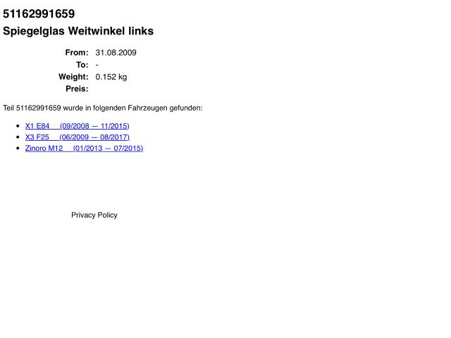 bontott BMW X1 Bal Tükörlap