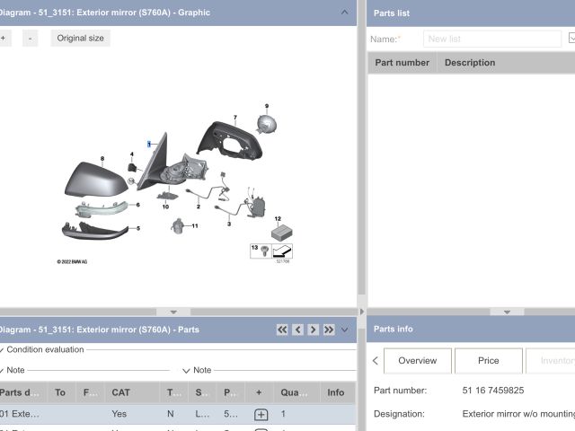 bontott BMW X1 Bal Visszapillantó Tükör (Elektromos)