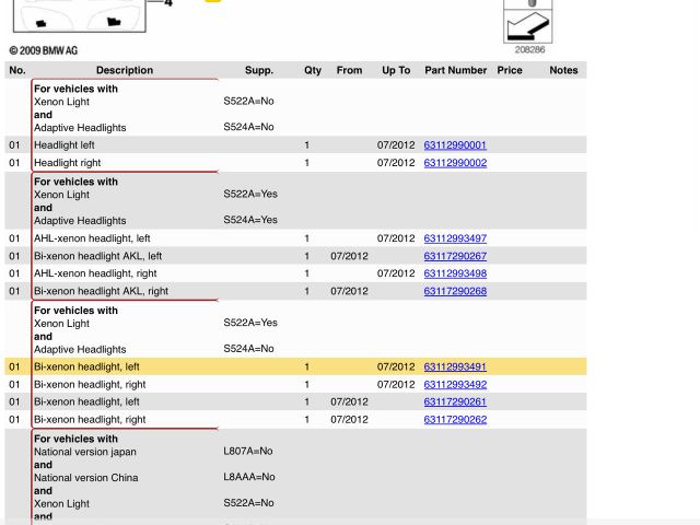 bontott BMW X1 Bal Xenon Fényszóró