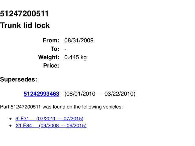 bontott BMW X1 Csomagtérajtó Zárszerkezet