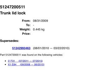 bontott BMW X1 Csomagtérajtó Zárszerkezet