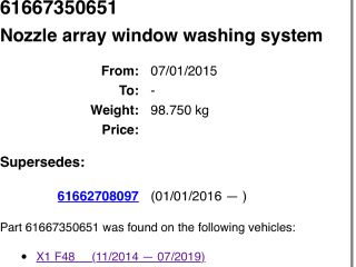 bontott BMW X1 Első Ablakmosó Fúvóka