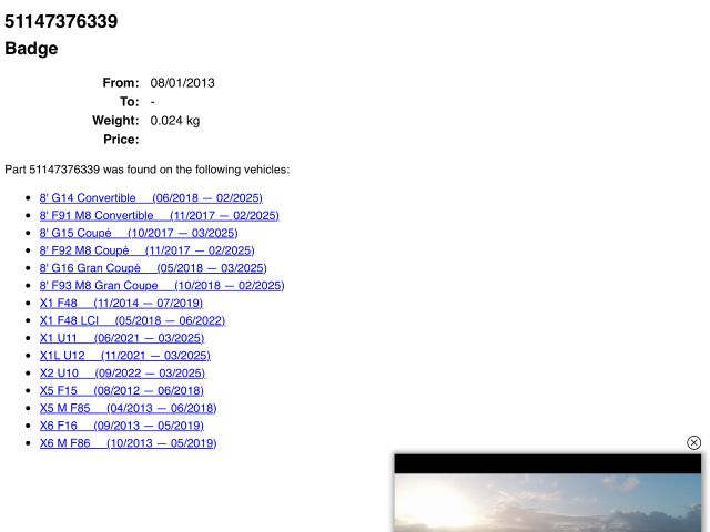 bontott BMW X1 Hátsó Embléma