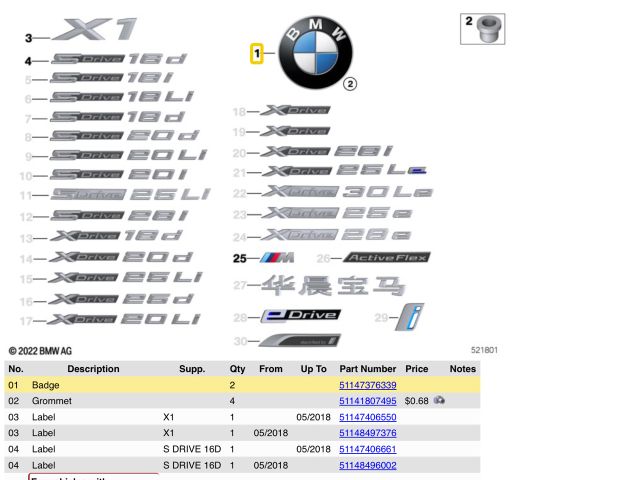bontott BMW X1 Hátsó Embléma