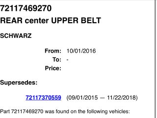 bontott BMW X1 Hátsó középső Biztonsági Öv