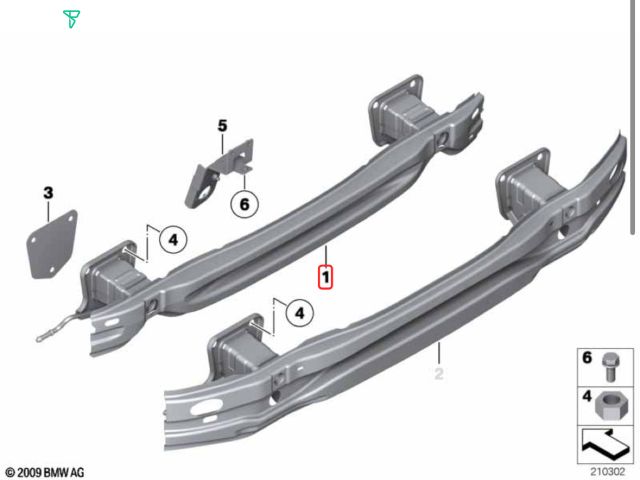 bontott BMW X1 Hátsó Lökhárító Merevítő (Fém)
