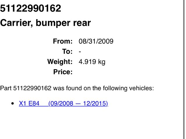 bontott BMW X1 Hátsó Lökhárító Merevítő (Fém)